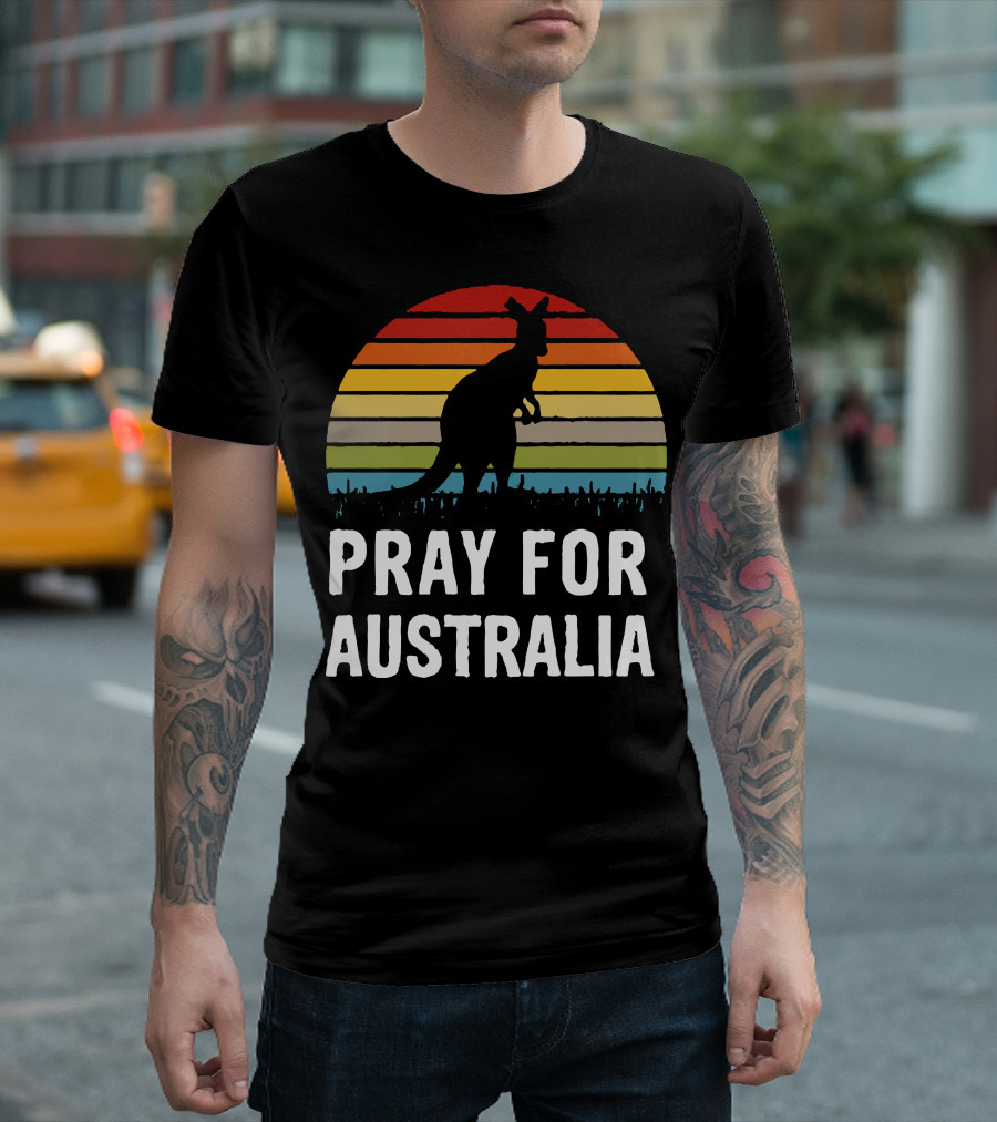Pray For Australia Kangaroo Sunset T-Shirt