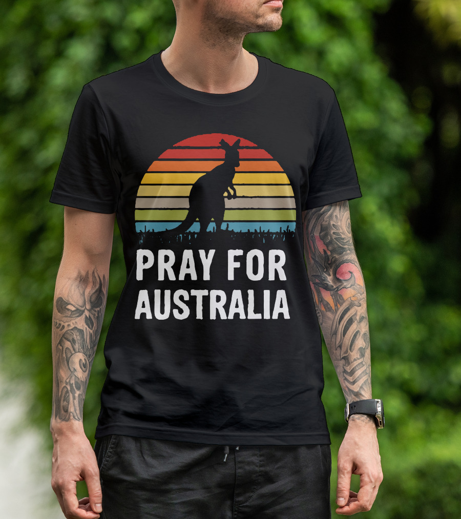 Pray For Australia Kangaroo Sunset T-Shirt