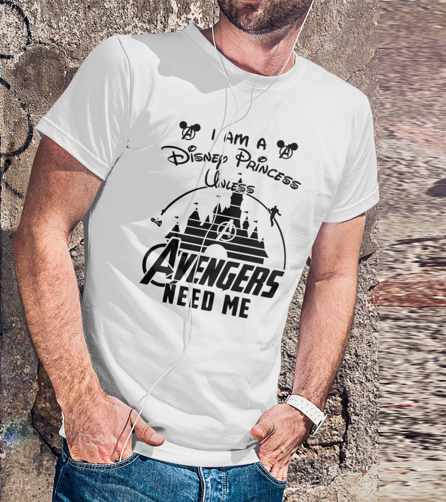 I Am A Disney Princess Unless Avengers Need Me Marvel Crossover Disney Castle Icons T-Shirt