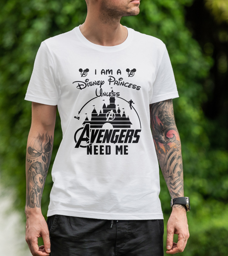 I Am A Disney Princess Unless Avengers Need Me Marvel Crossover Disney Castle Icons T-Shirt