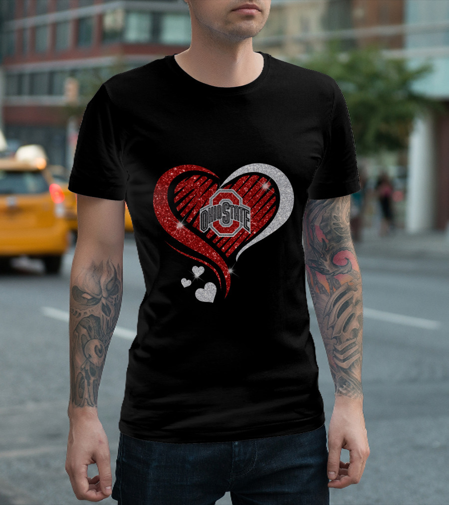 Ohio State Heart Glitter Sparkle T-Shirt