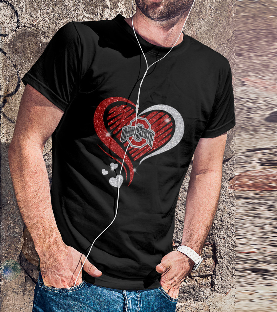 Ohio State Heart Glitter Sparkle T-Shirt