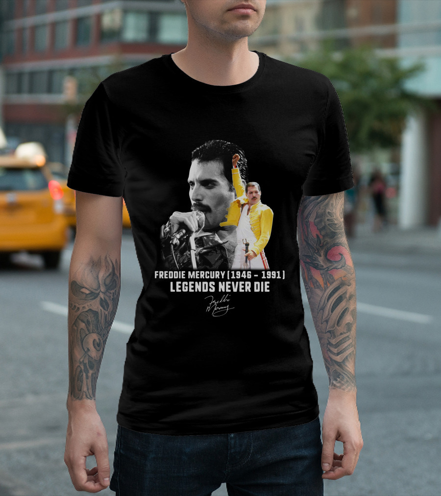 Freddie Mercury 1946-1991 Legends Never Die Signature T-Shirt