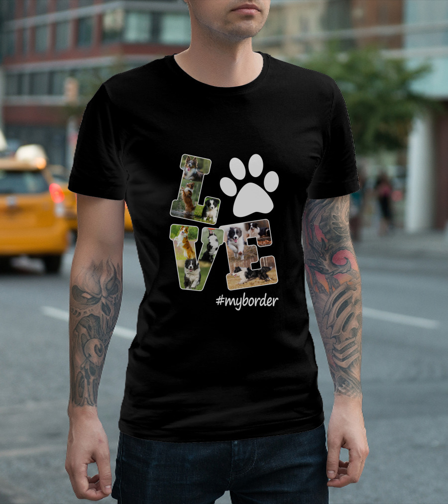 LOVE Paw Print Border Collie #myborder T-Shirt