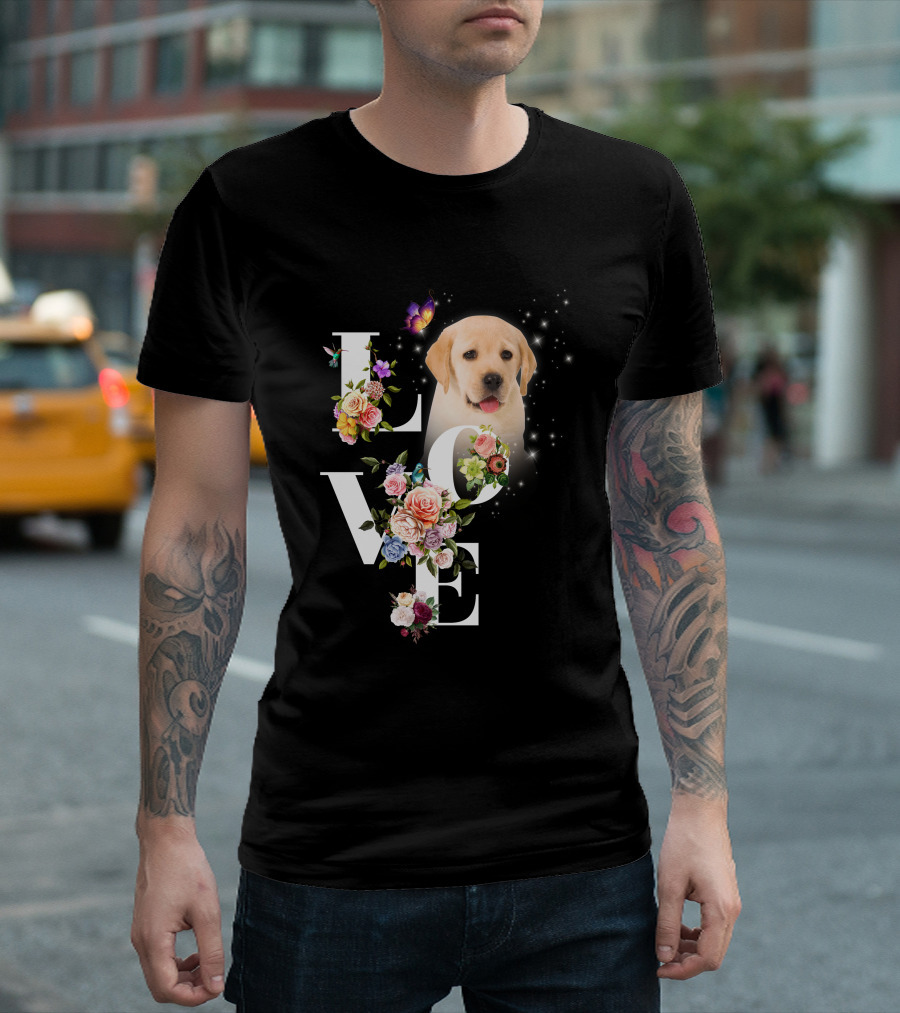LOVE Labrador Flowers Butterfly Puppy Magic T-Shirt