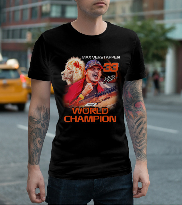 Max Verstappen 33 World Champion Felice Mav Lion F1 T-Shirt
