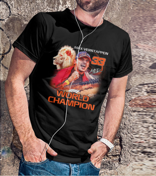 Max Verstappen 33 World Champion Felice Mav Lion F1 T-Shirt