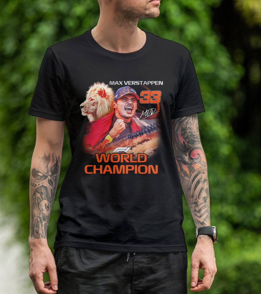 Max Verstappen 33 World Champion Felice Mav Lion F1 T-Shirt