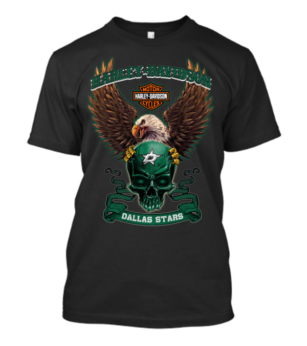 Harley Davidson Motor Cycles Eagle Skull Dallas Stars T-Shirt