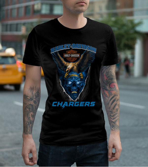 Harley Davidson Motorcycles Chargers Hd29Nfl Los Angeles T-Shirt