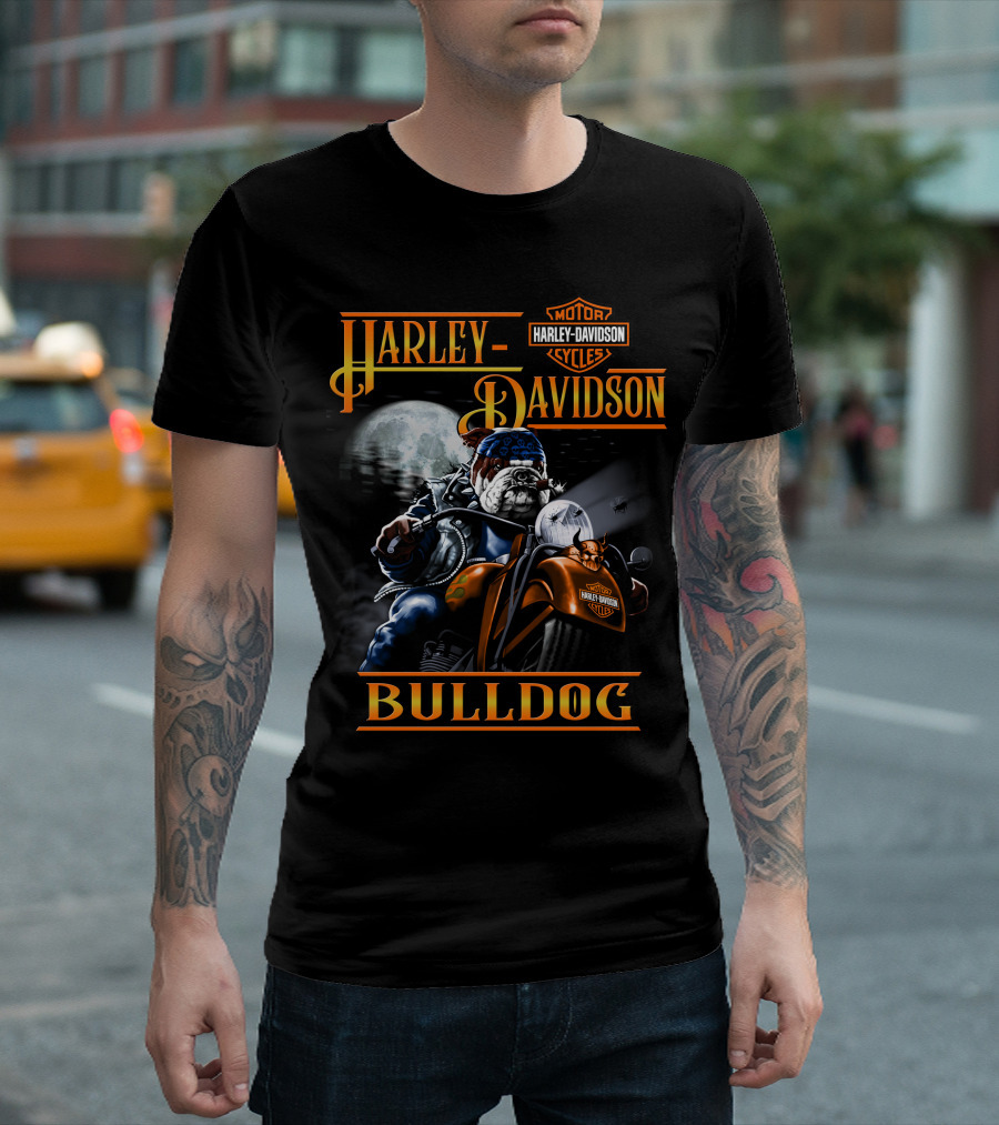 Harley Davidson Bulldog Moonlight Ride T-Shirt