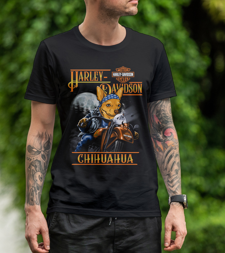 Harley Davidson Chihuahua Motorcycles Moon Rider T-Shirt