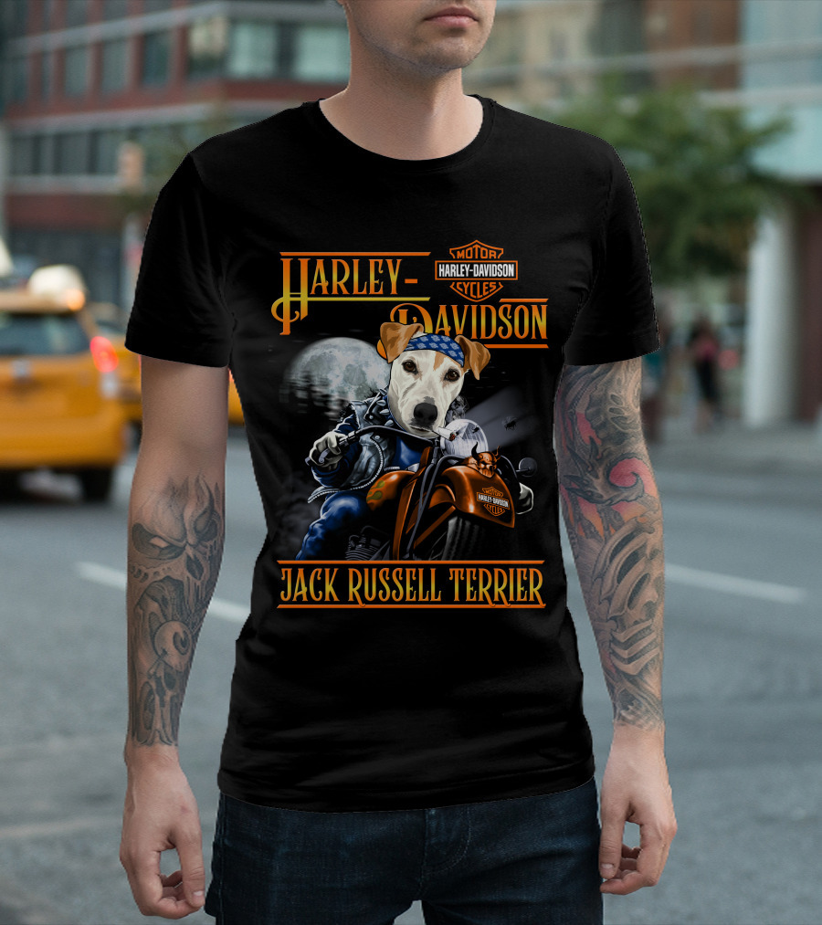 Harley Davidson Jack Russell Terrier Motorcycle Rider T-Shirt