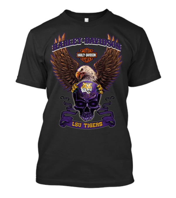 Harley Davidson Lsu Tigers Motorcycles Eagle Skull T-Shirt