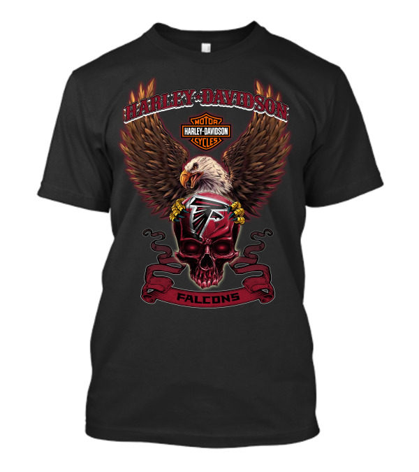 Harley Davidson Motorcycles Atlanta Falcons Logo Eagle Skull T-Shirt