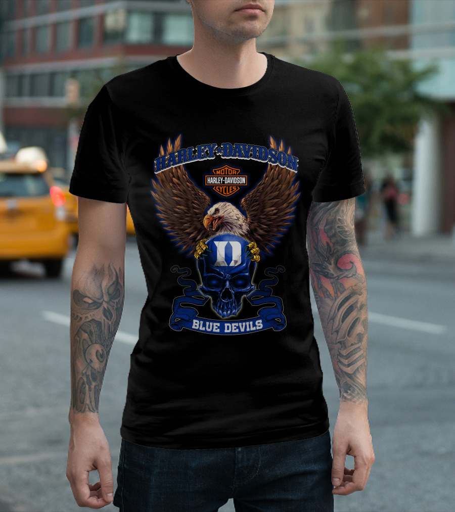 Harley Davidson Motorcycles Duke Blue Devils Eagle T-Shirt