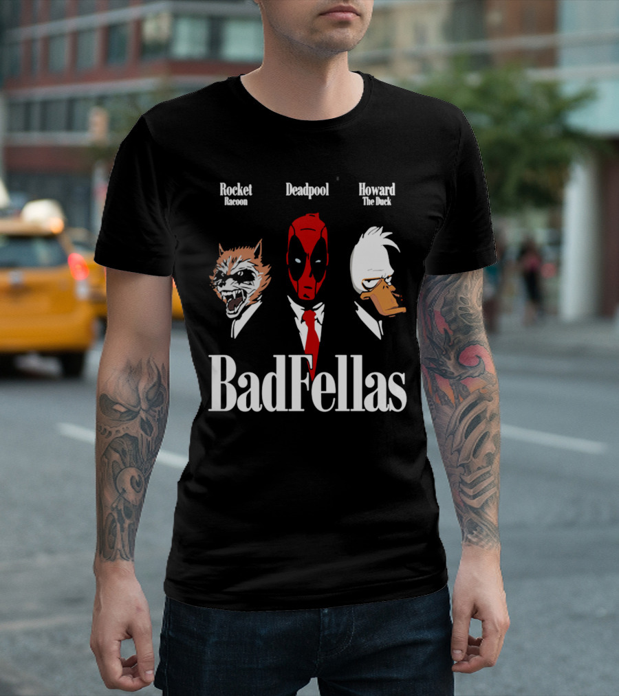 Badfellas Rocket Raccoon Deadpool Howard the Duck T-Shirt