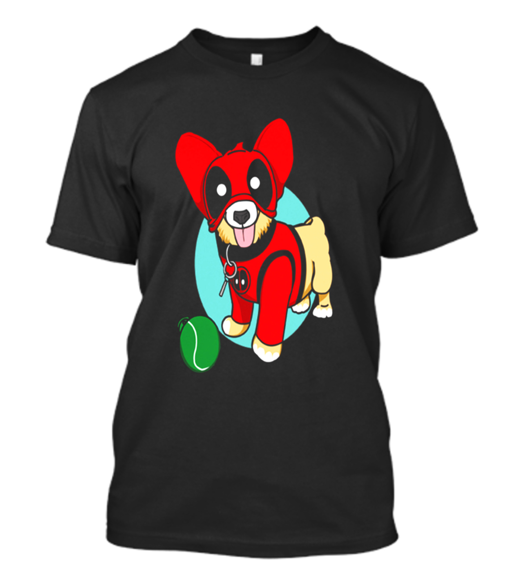 Corgi In Deadpool Costume With Tennis Ball T-Shirt