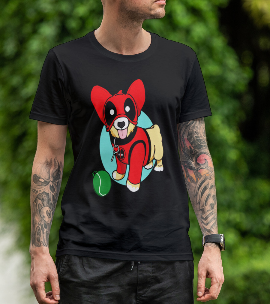 Corgi In Deadpool Costume With Tennis Ball T-Shirt