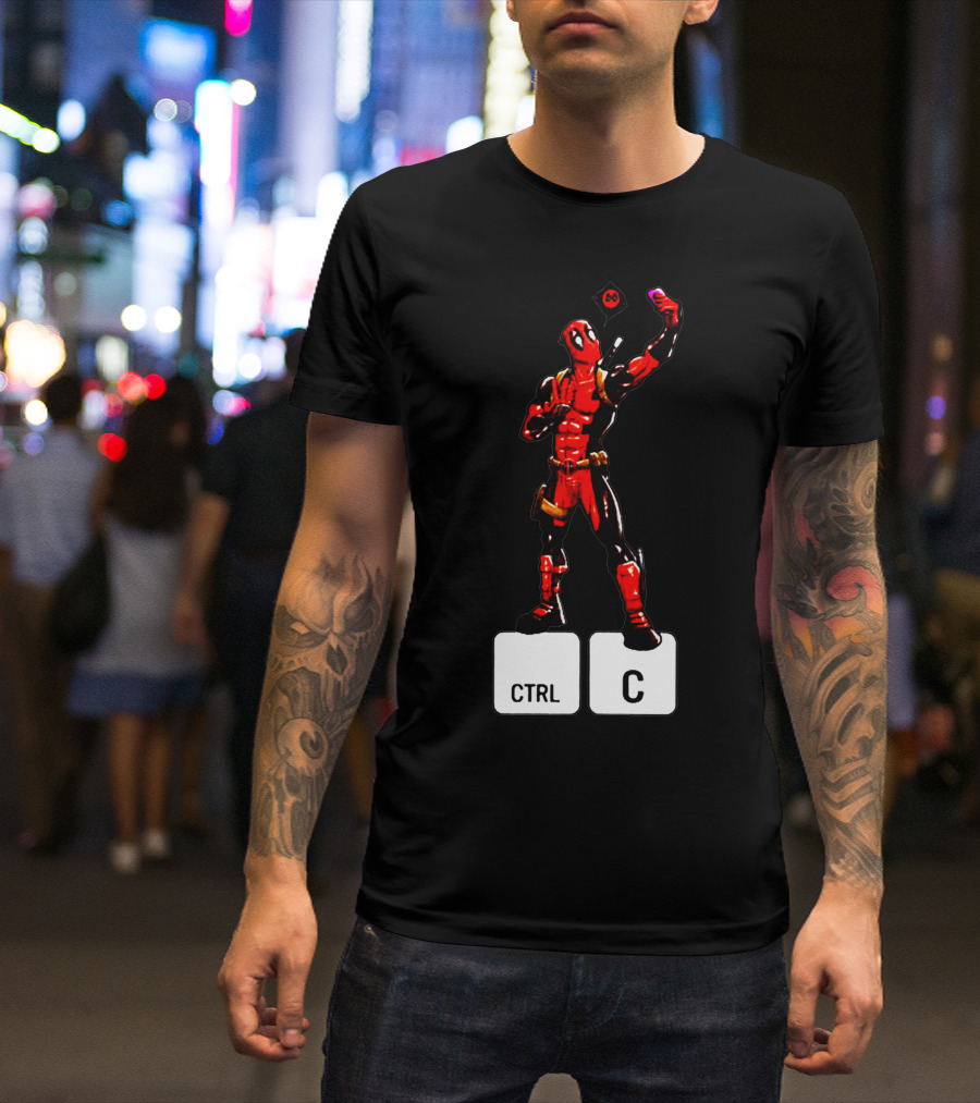 DEADPOOL CTRL C Keyboard Parody Selfie Gaming T-Shirt