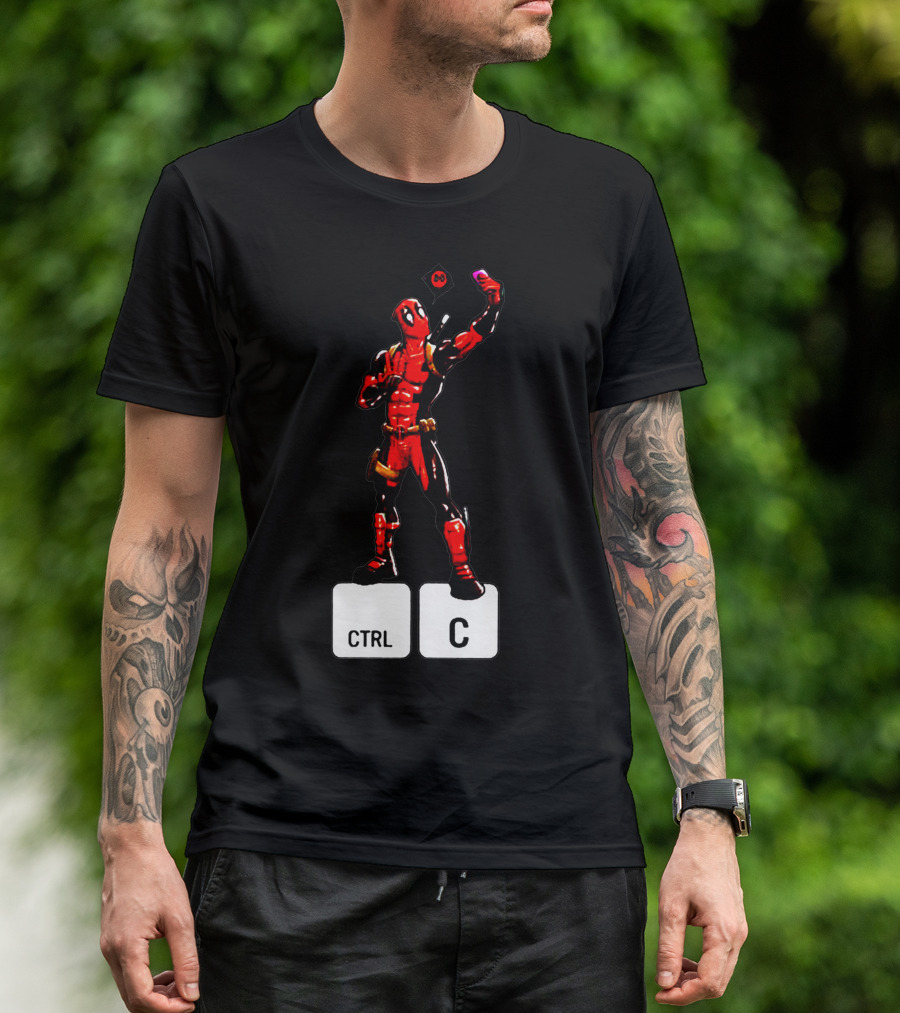 DEADPOOL CTRL C Keyboard Parody Selfie Gaming T-Shirt