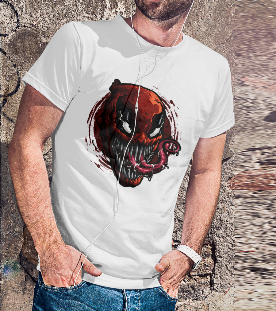 Deadpool Venom Hybrid Marvel Symbiote Face With Tongue And Teeth T-Shirt