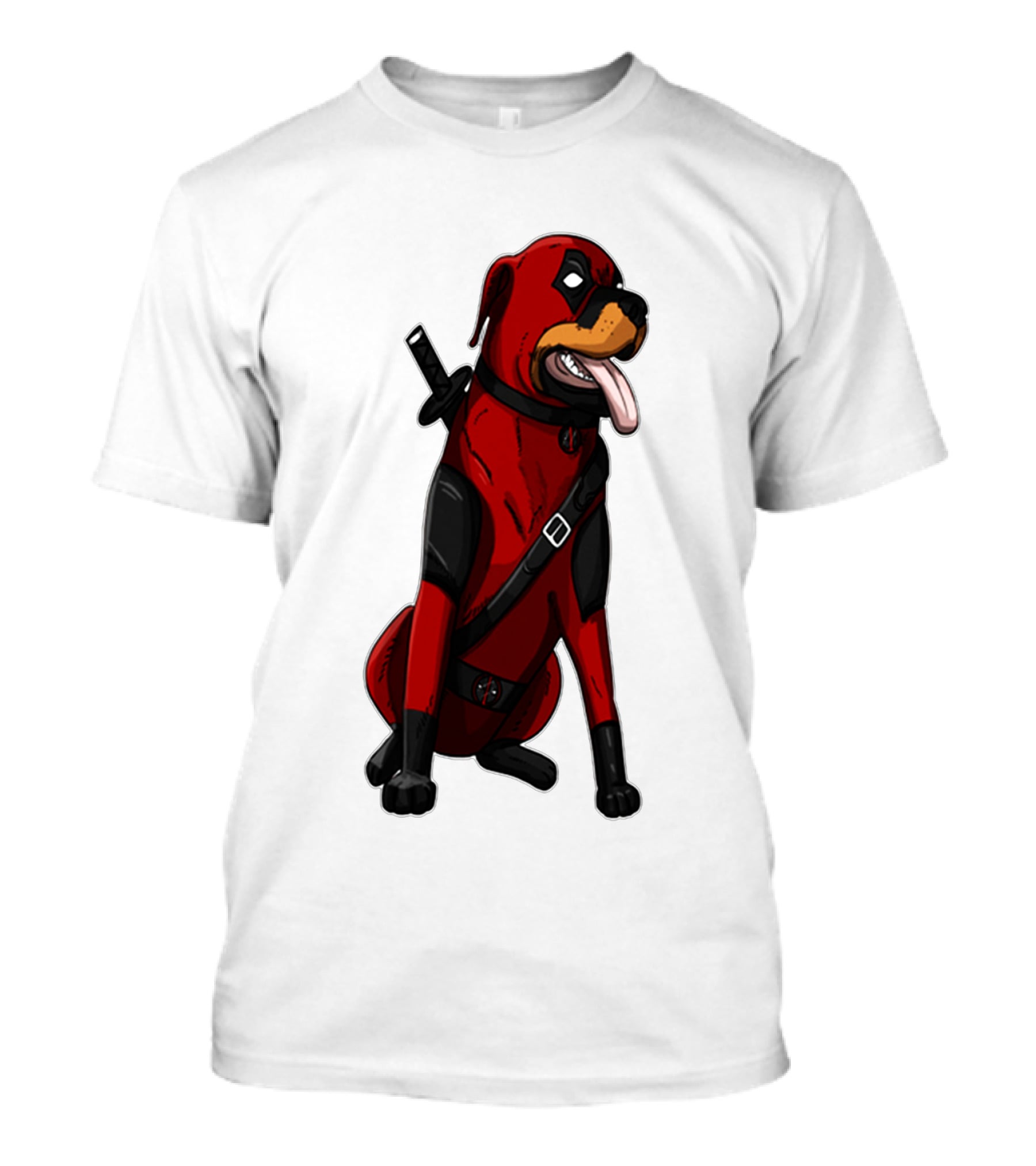 Deadpool Rottweiler Comic Style Crossover Superhero Dog T-Shirt