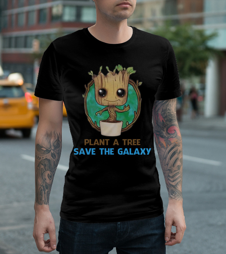 Groot Plant a Tree Save the Galaxy Environmental Message T-Shirt