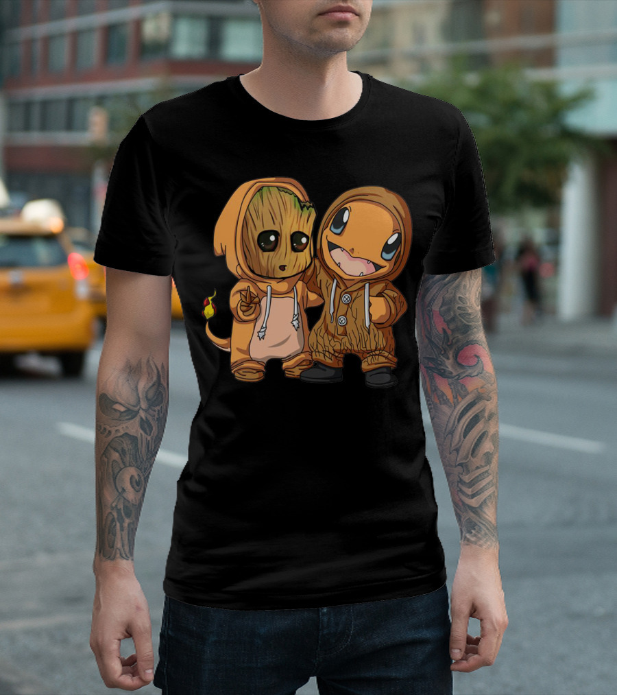 Groot and Charmander Crossover Hoodie Mashup T-Shirt