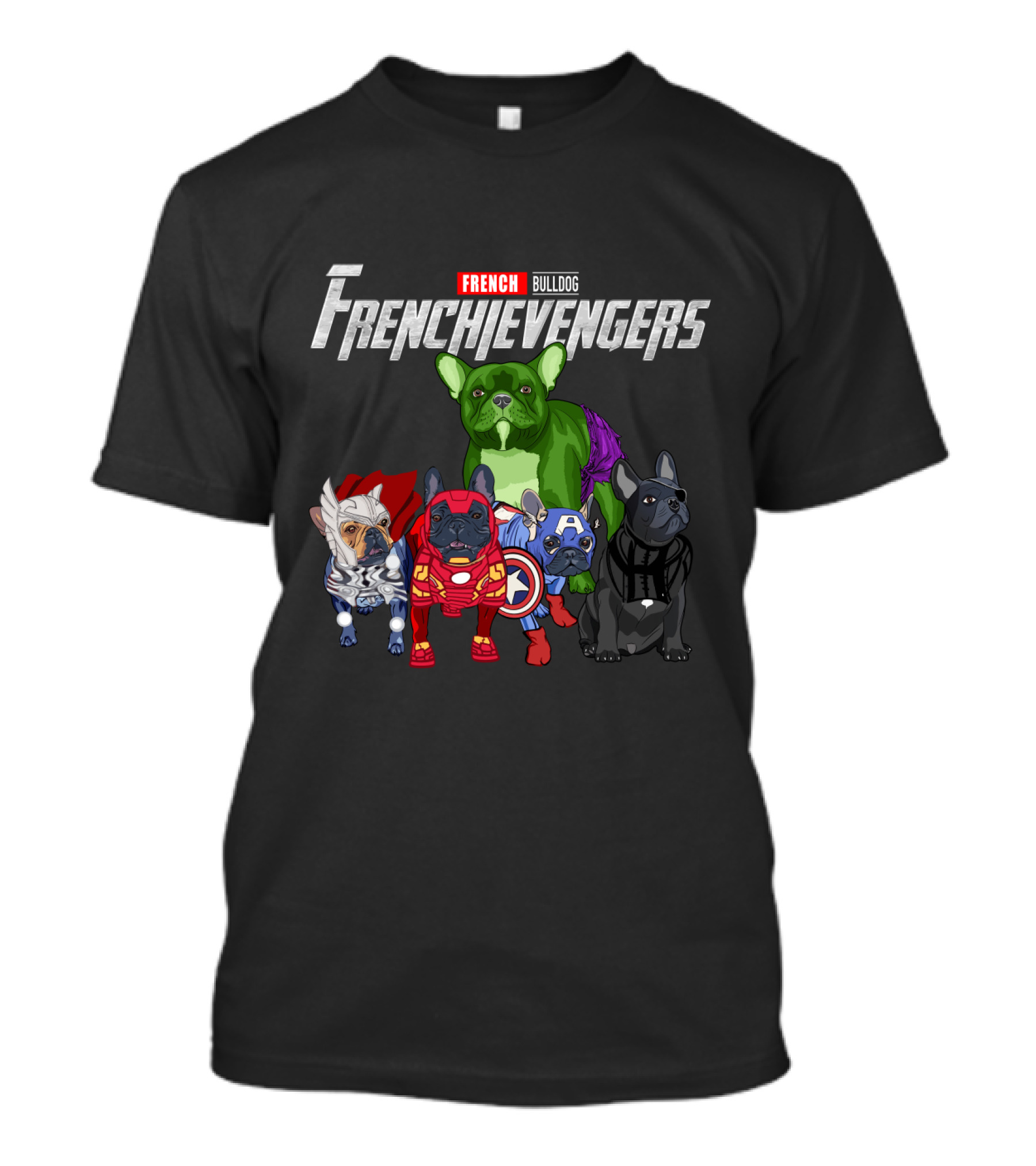 French Bulldog Marvel Avengers Endgame Parody Frenchievengers T-Shirt