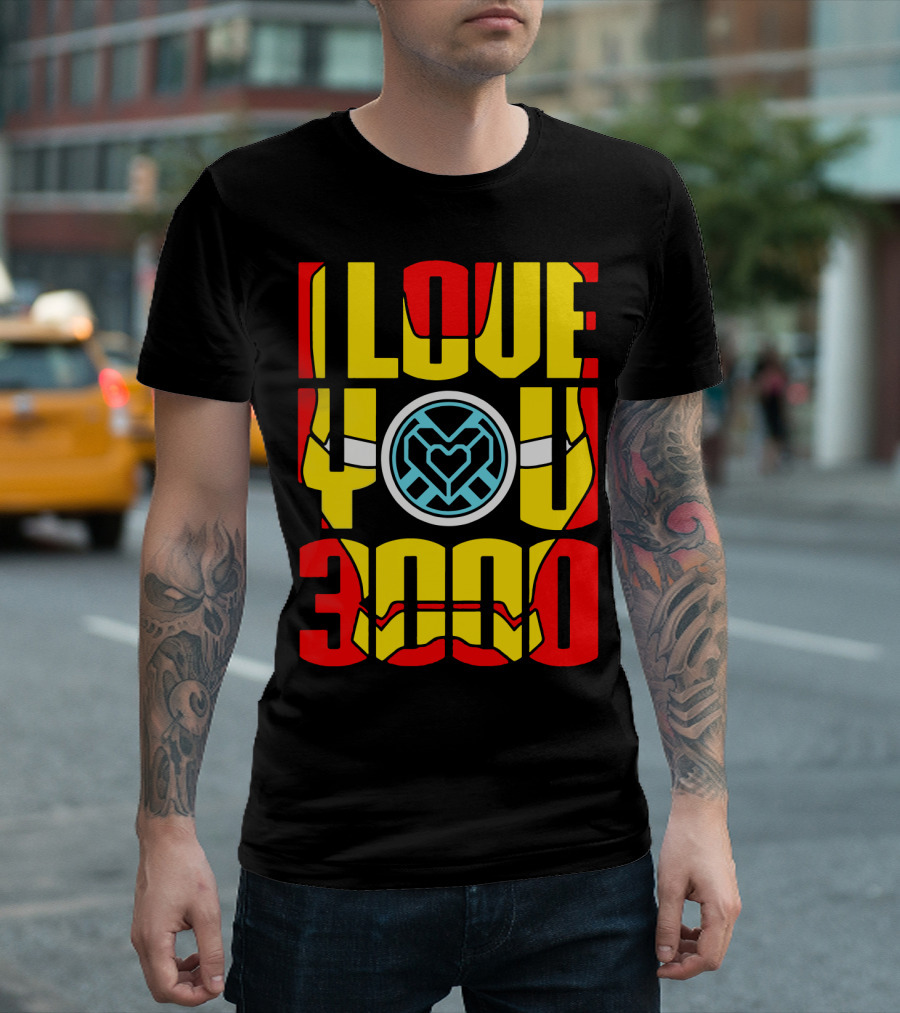 I Love You 3000 Iron Man Helmet Arc Reactor T-Shirt