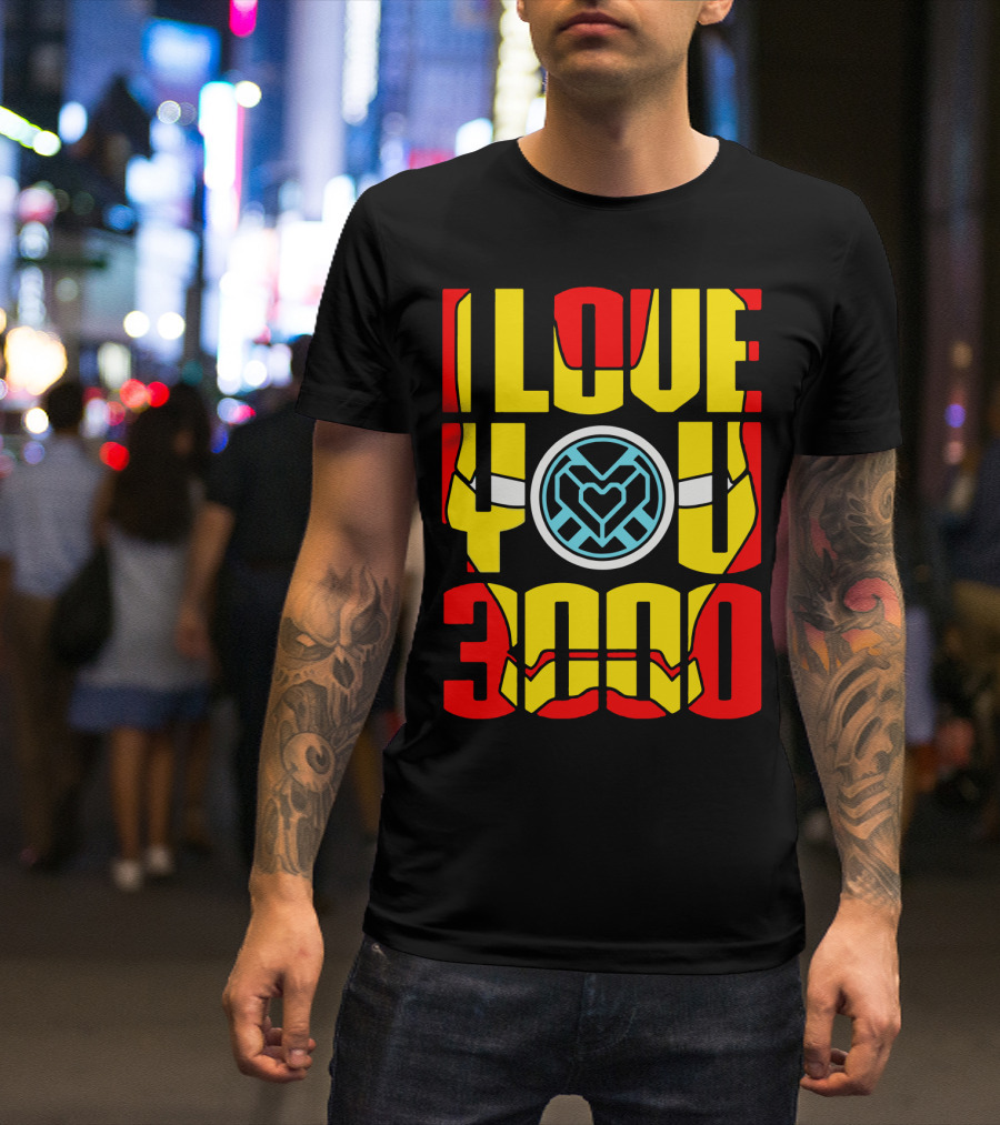 I Love You 3000 Iron Man Helmet Arc Reactor T-Shirt