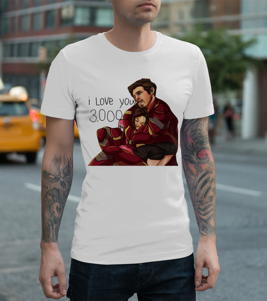 Avengers Iron Man Morgan Stark I Love You 3000 Dad Hug Marvel Reference T-Shirt