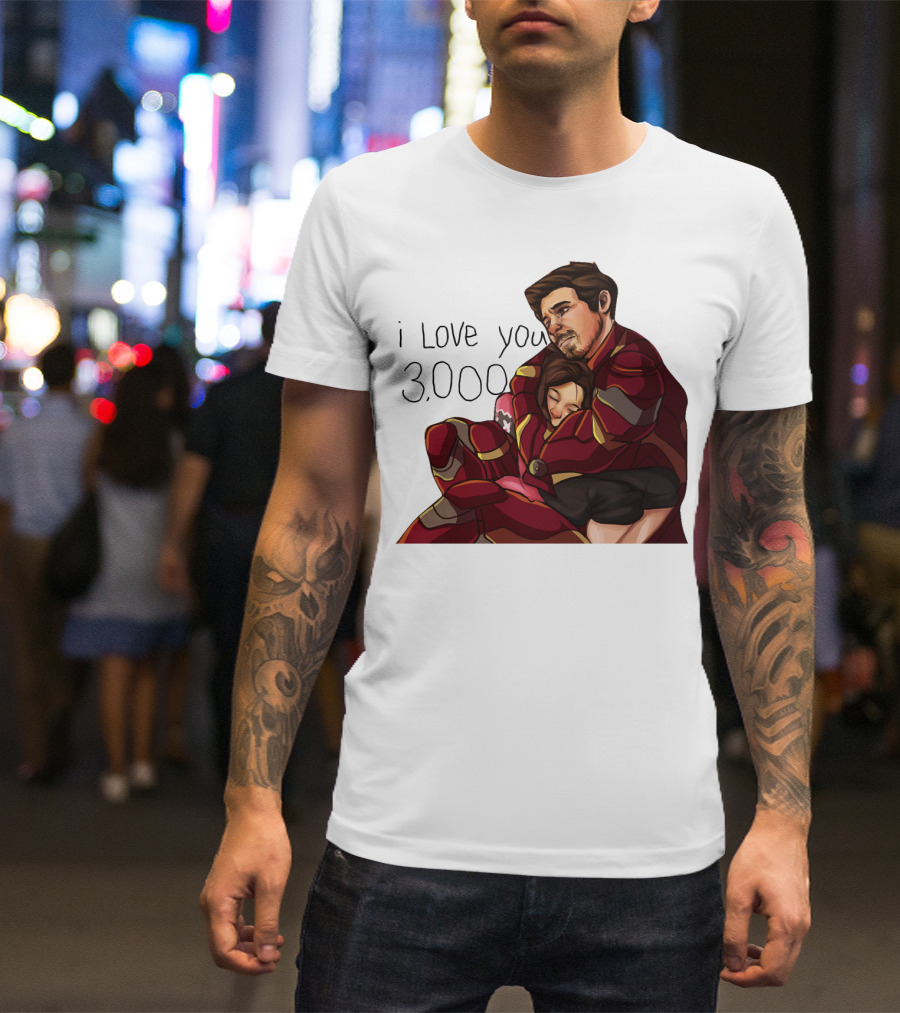 Avengers Iron Man Morgan Stark I Love You 3000 Dad Hug Marvel Reference T-Shirt