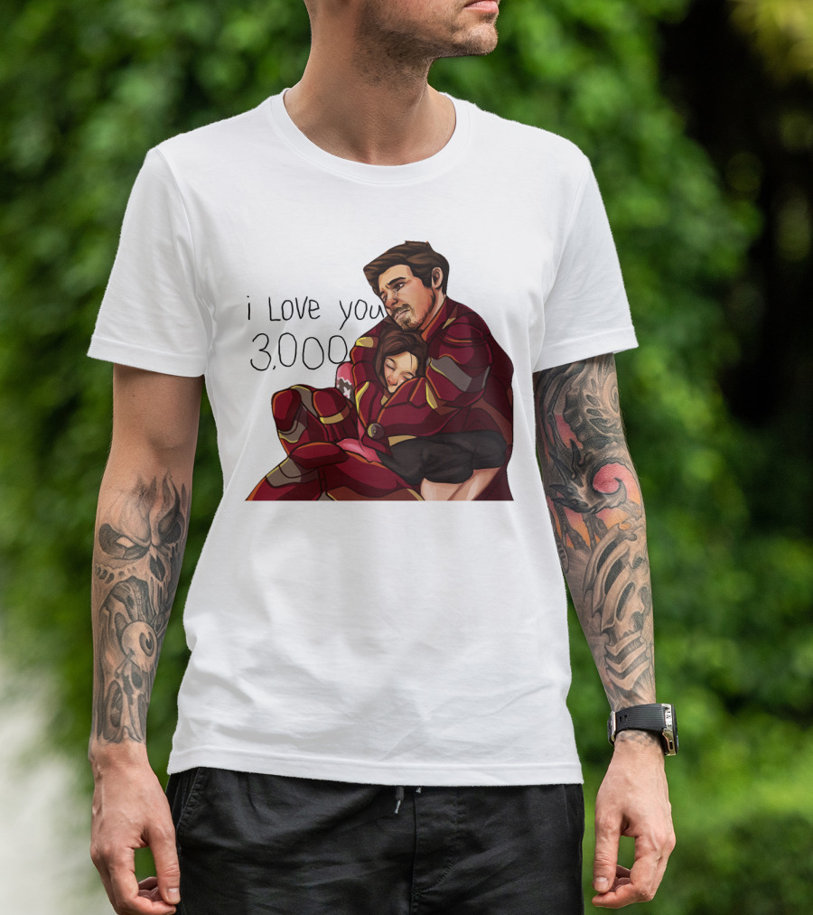 Avengers Iron Man Morgan Stark I Love You 3000 Dad Hug Marvel Reference T-Shirt