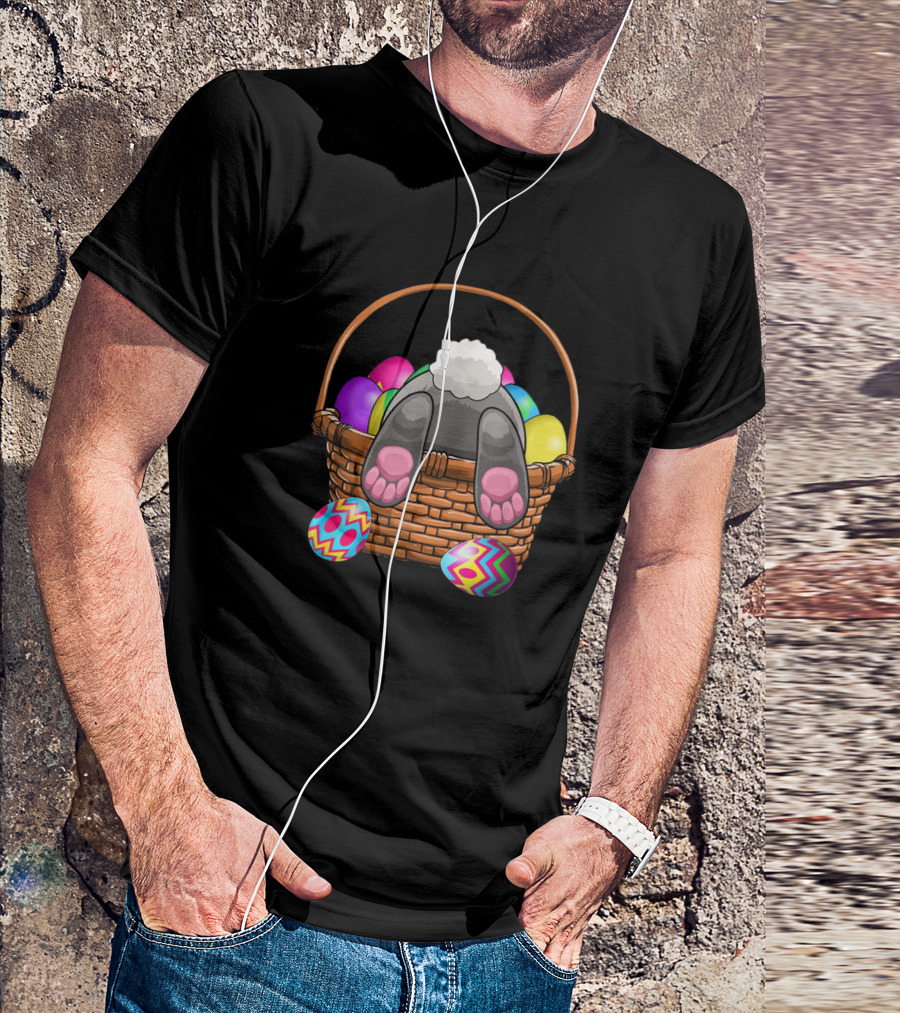 Easter Bunny Feet In Basket With Colorful Eggs T-Shirt
