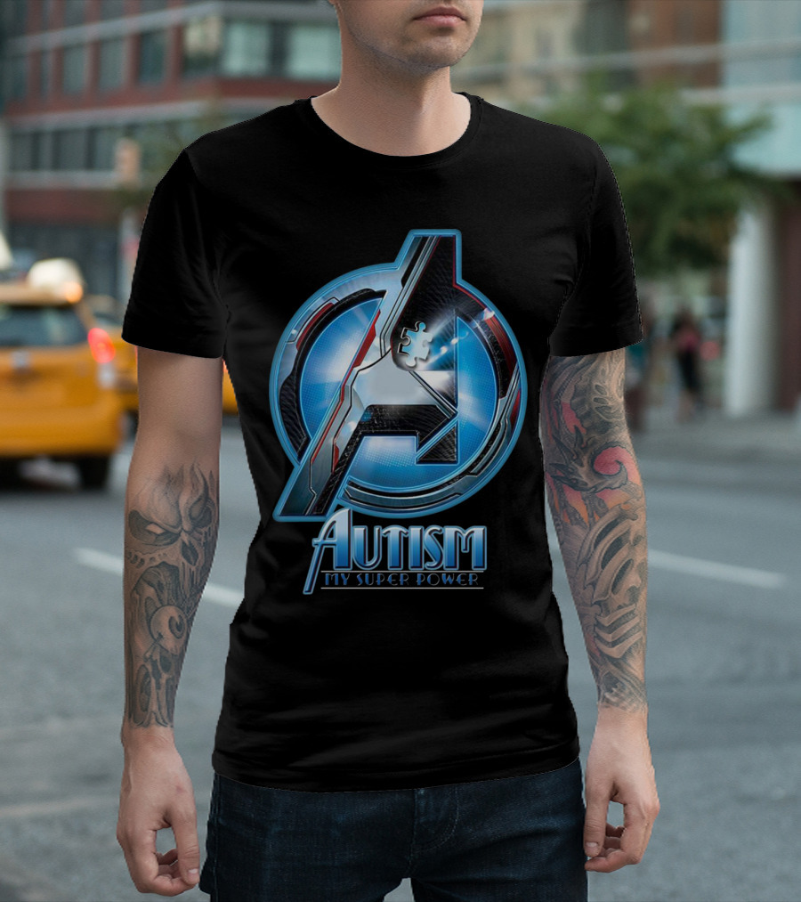 Autism My Super Power Avengers-Inspired Puzzle Piece T-Shirt