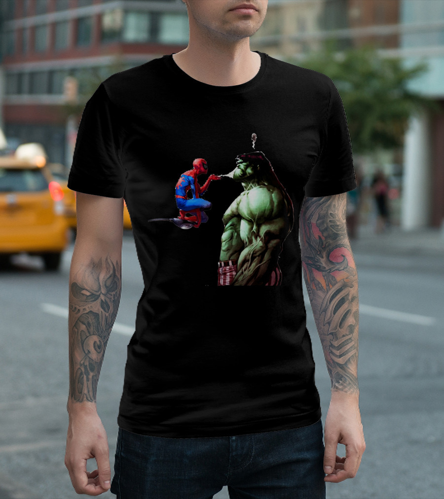 HULK AND SPIDERMAN COFFEE CONFRONTATION ICONIC MOMENT T-Shirt