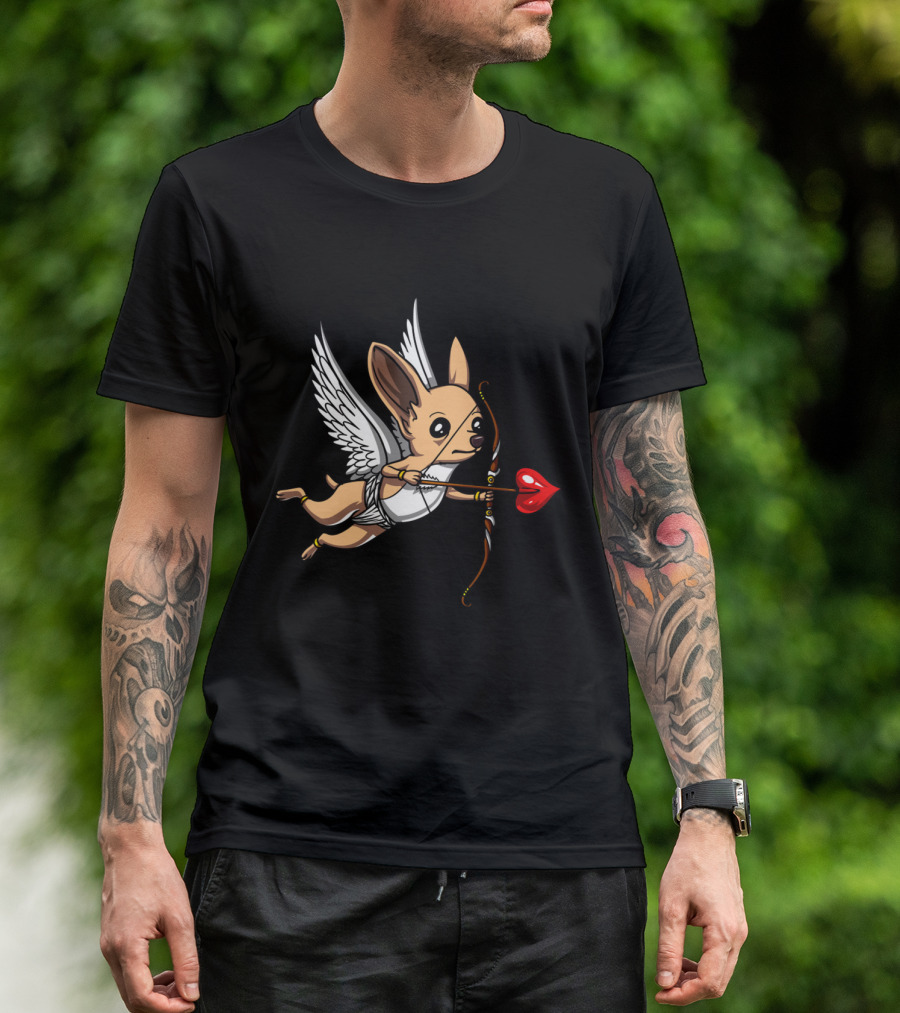 Chihuahua Cupid With Bow And Heart Arrow Wings T-Shirt