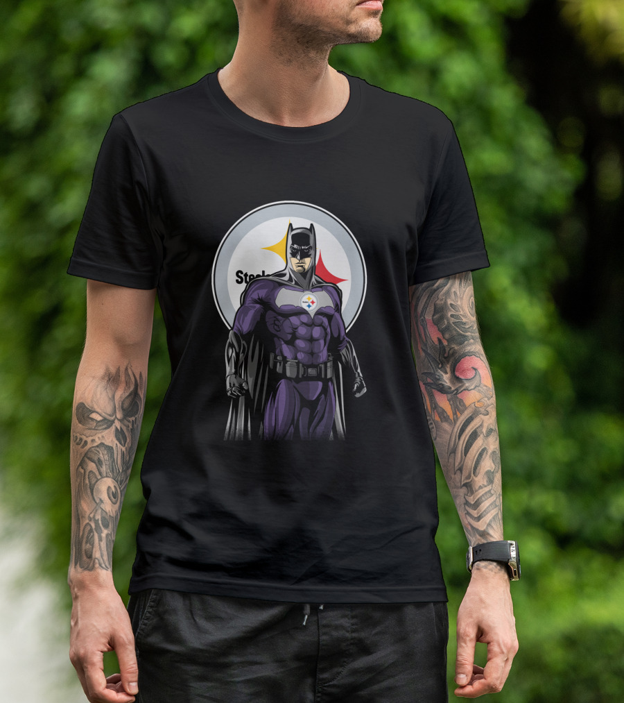 Steelers Superhero Emblem With Iconic Batman T-Shirt