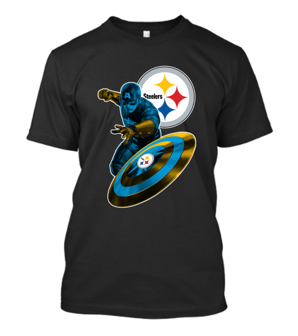 Captain America Pittsburgh Steelers Shield T-Shirt