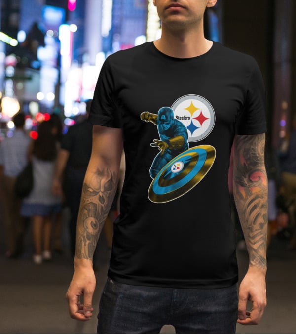 Captain America Pittsburgh Steelers Shield T-Shirt