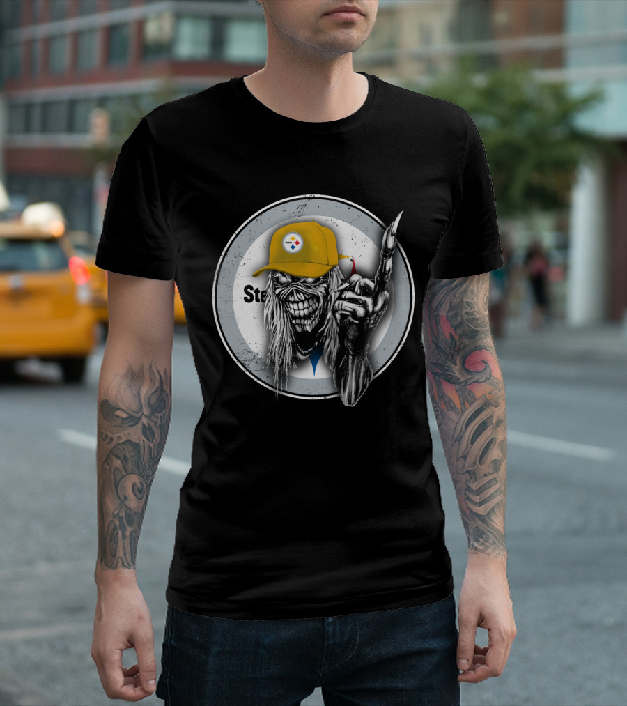 Pittsburgh Steelers Logo Grim Reaper Skeleton T-Shirt