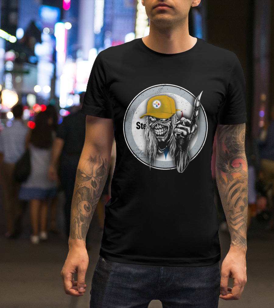 Pittsburgh Steelers Logo Grim Reaper Skeleton T-Shirt
