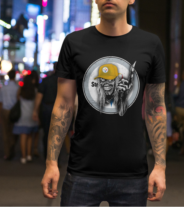Pittsburgh Steelers Logo Grim Reaper Skeleton T-Shirt