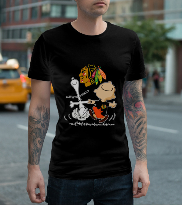 Chicago Blackhawks Peanuts Dancing Celebration T-Shirt