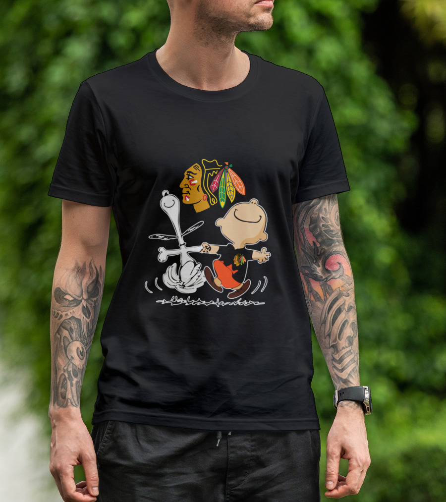 Chicago Blackhawks Peanuts Dancing Celebration T-Shirt