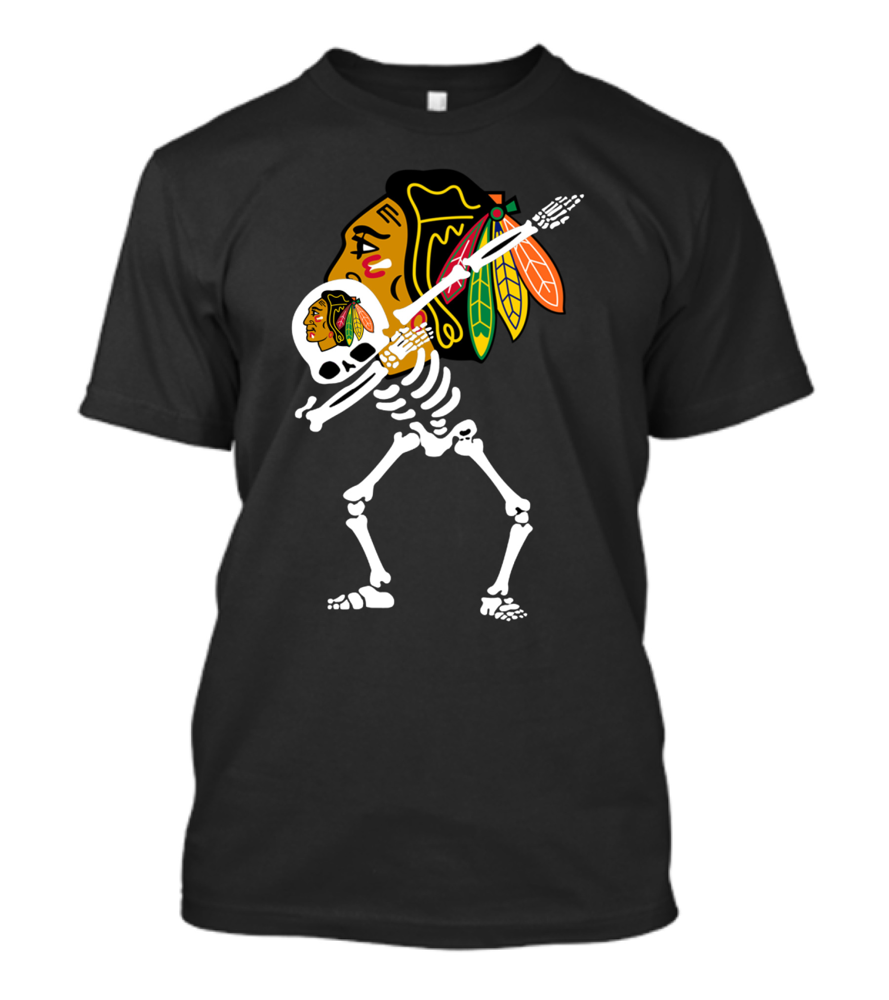Chicago Blackhawks Skeleton Hockey Stick T-Shirt