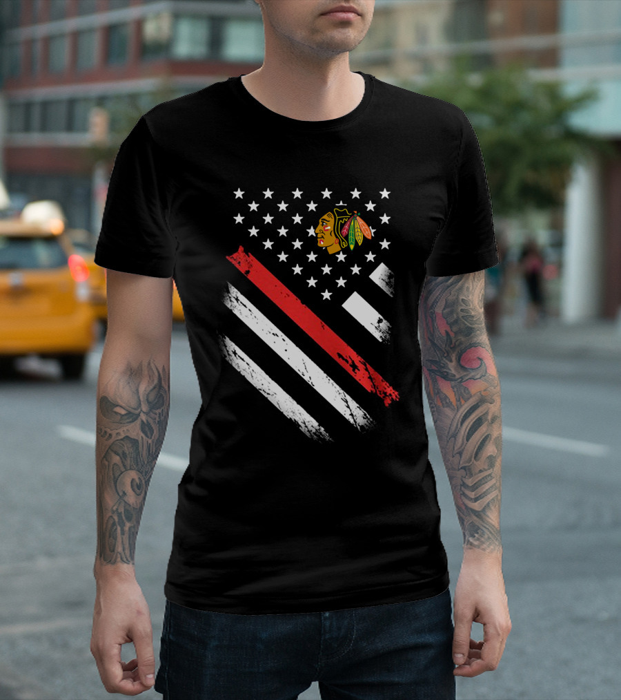 Chicago Blackhawks American Flag Stars And Stripes T-Shirt