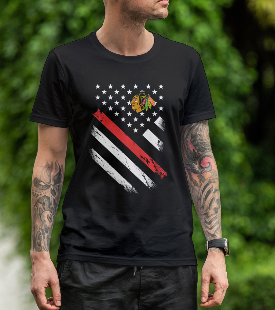 Chicago Blackhawks American Flag Stars And Stripes T-Shirt